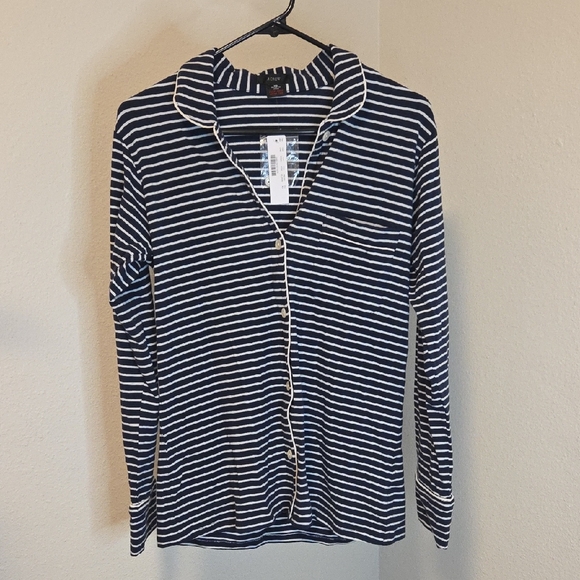 J.Crew Navy and White Striped Button-Up PJ Top (Only) - Picture 6 of 7
